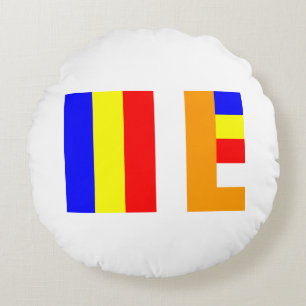Buddhist Flagga Rund Kudde