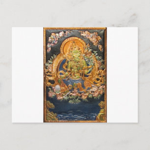 BUDDHIST GODDESS GRÖNT TARA METALLIC INLAY VYKORT