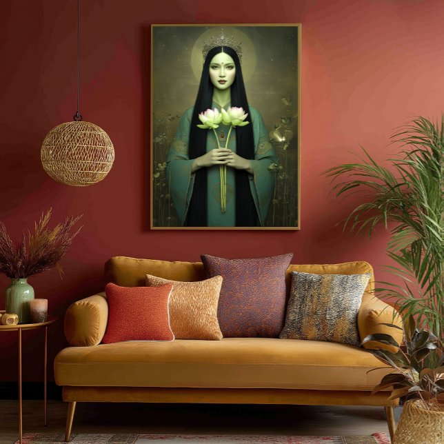 Buddhist Goddess Grönt Tara Minimalistisk målning Poster (Skapare uppladdad)