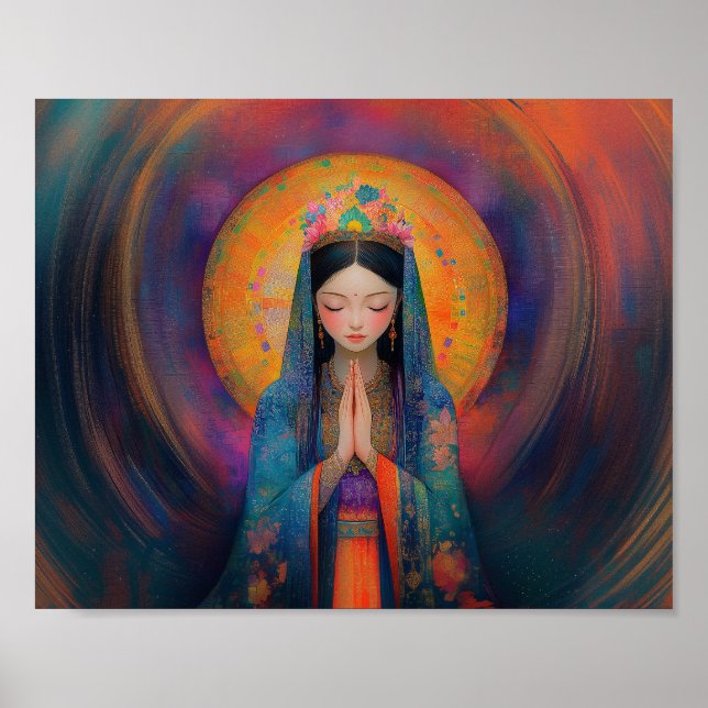 Buddhist Goddess Quan Yin Abstrakt Vortex Painting Poster (Framsidan)