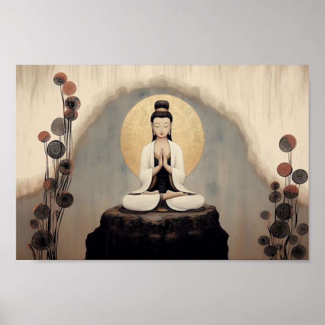 Buddhist Goddess Quan Yin Minimalistic Art Poster (Framsidan)