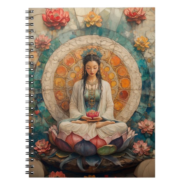 Buddhist Goddess Quan Yin Porträtt Painting Art Anteckningsbok (Framsidan)