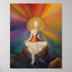 Buddhist Goddess White Tara Rainbow Porträtt Art Poster