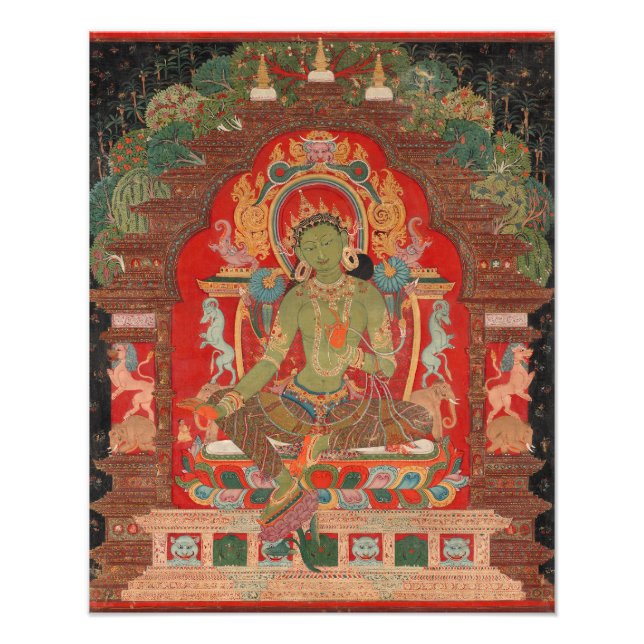 Buddhist-Grönten Tara Newari Stil Fototryck (Framsidan)