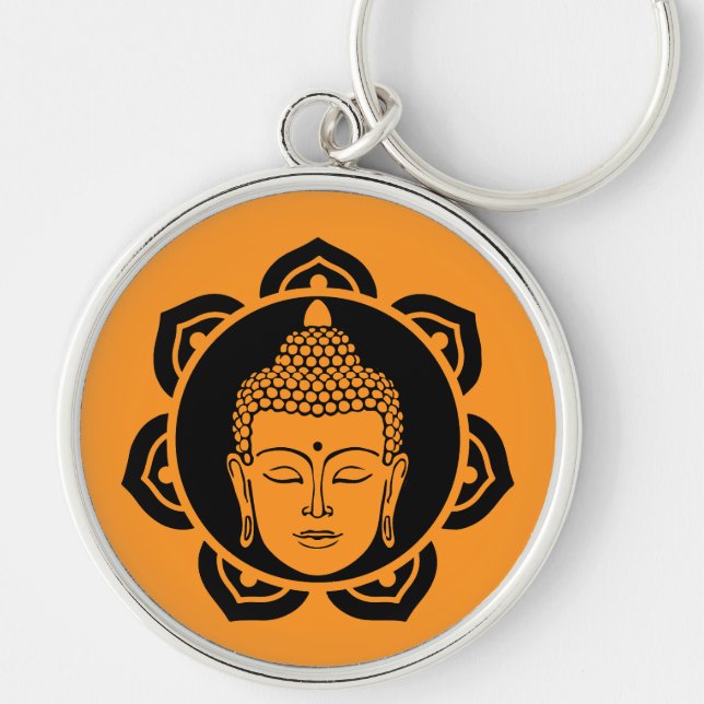 Buddhist Jewelry Rund Silverfärgad Nyckelring (Framsidan)