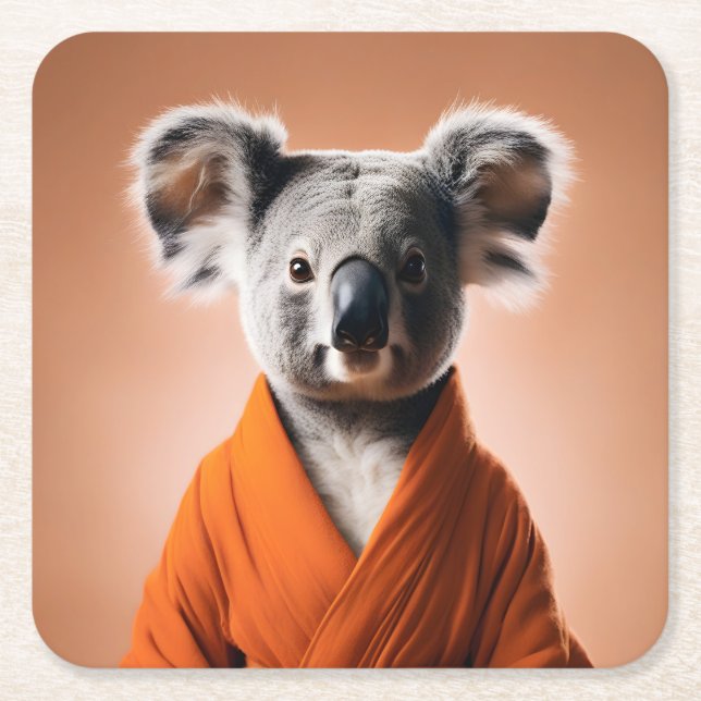 Buddhist Koala Underlägg Papper Kvadrat (Framsidan)