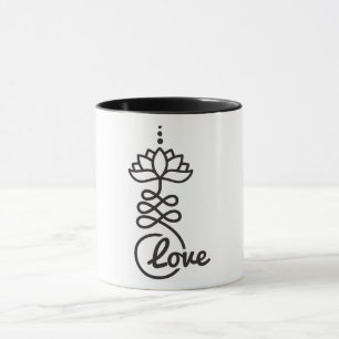 Buddhist Lotus Unalome Symbol/ Kärlek Mugg