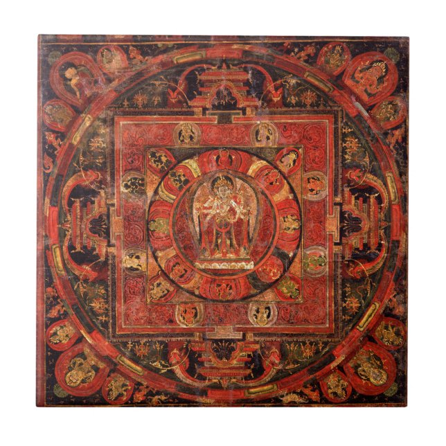 Buddhist Mandala från Compassion Kakelplatta (Framsidan)