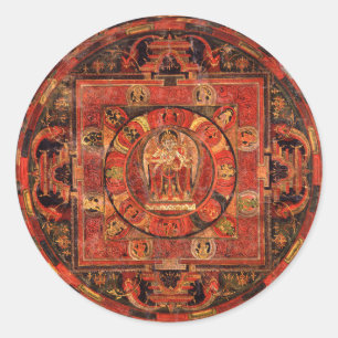 Buddhist Mandala från Compassion Runt Klistermärke