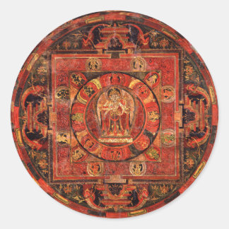 Buddhist Mandala från Compassion Runt Klistermärke