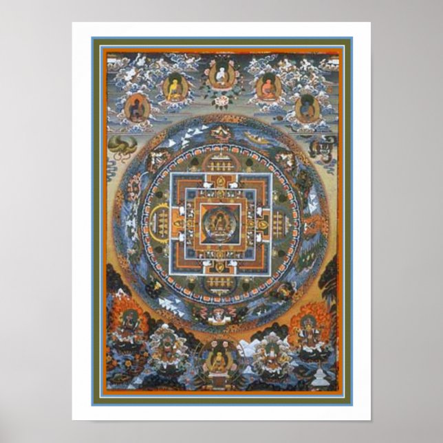 Buddhist Mandala Skriv ut 12 x 16 Poster (Framsidan)
