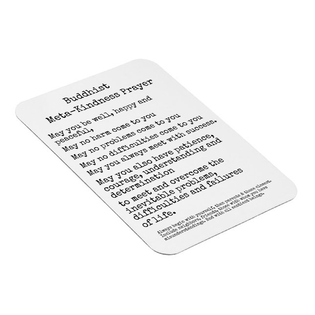Buddhist Meta Kindness Prayer Magnet (Högersidan)