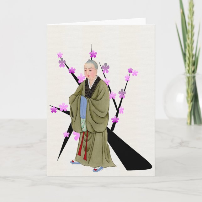 Buddhist Munk-hälsningskort Kort (Framsida)