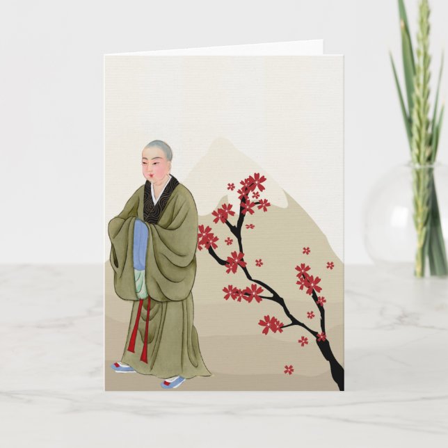 Buddhist Munk-hälsningskort Kort (Framsida)