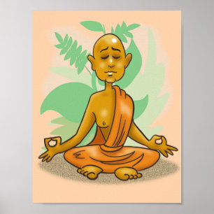Buddhist Munk i Meditation Poster