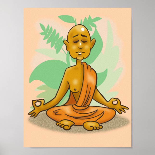 Buddhist Munk i Meditation Poster (Framsidan)