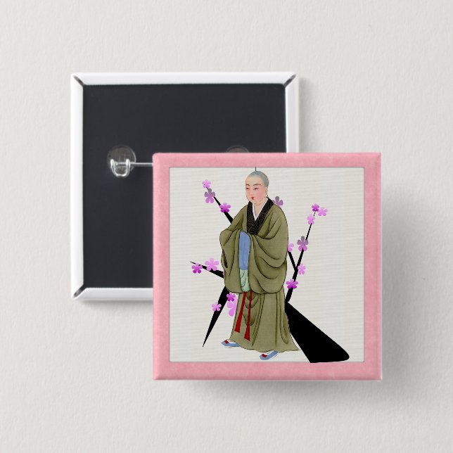 Buddhist Munk-knapp Knapp (Framsida & baksida)