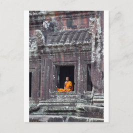 Buddhist munk meditating Angkor Wat Vykort