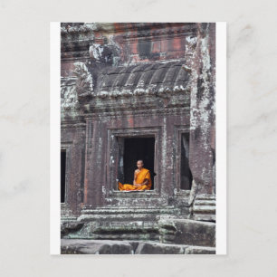 Buddhist munk meditating Angkor Wat Vykort