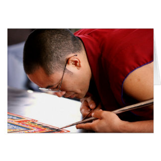 Buddhist Munk Skapande Mandala Hälsningskort
