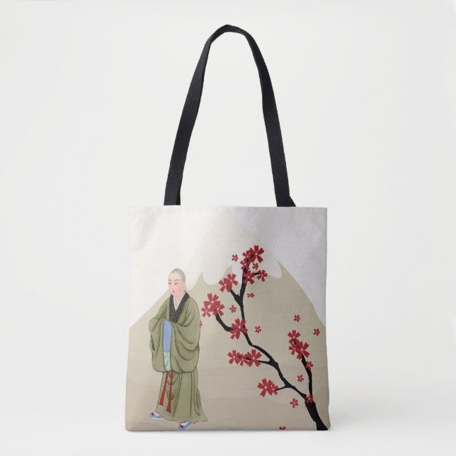 Buddhist Munk Tote Bag Tygkasse (Framsida)
