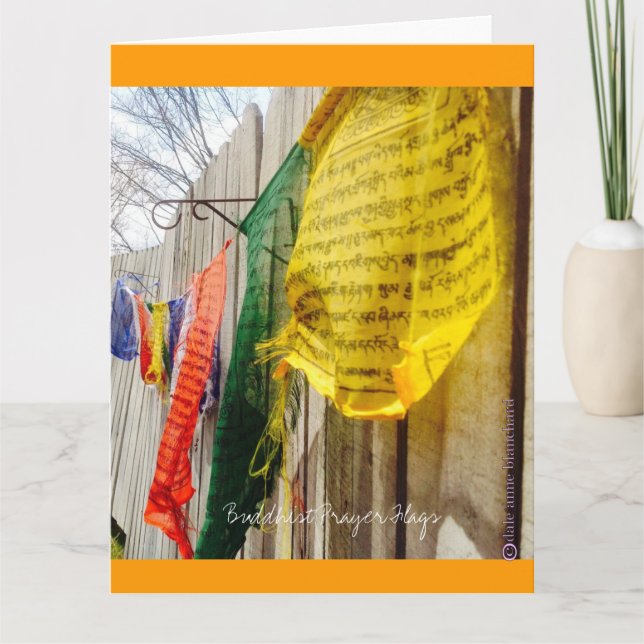Buddhist Prayer Flaggor Orange Trim Greeting Card Kort (Framsida)