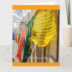 Buddhist Prayer Flaggor Orange Trim Greeting Card Kort