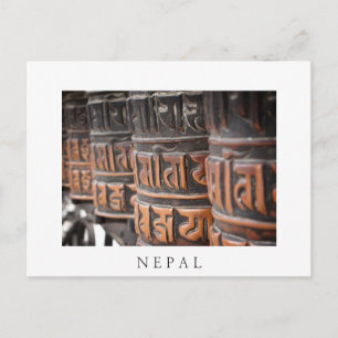 Buddhist prayer hjul, vitt vykort