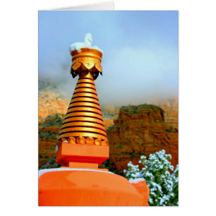Buddhist stupa glödande hälsningskort