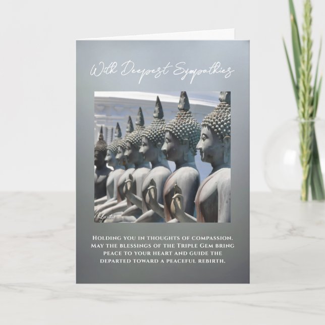 Buddhist Sympathy Card with Peaceful Buddha Statue Kort (Framsida)