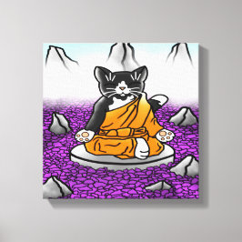 Buddhist Tuxedo Meditation Cat Canvastryck