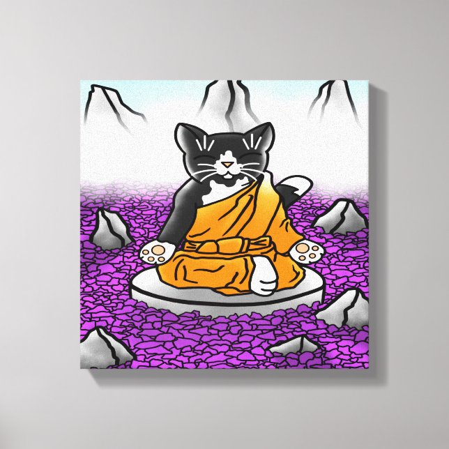 Buddhist Tuxedo Meditation Cat Canvastryck (Framsida)
