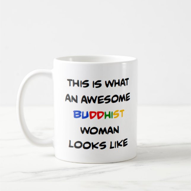buddhist woman, awesome kaffemugg (Vänster)
