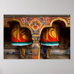 Buddhistisk bönerulle, Bhutan Poster