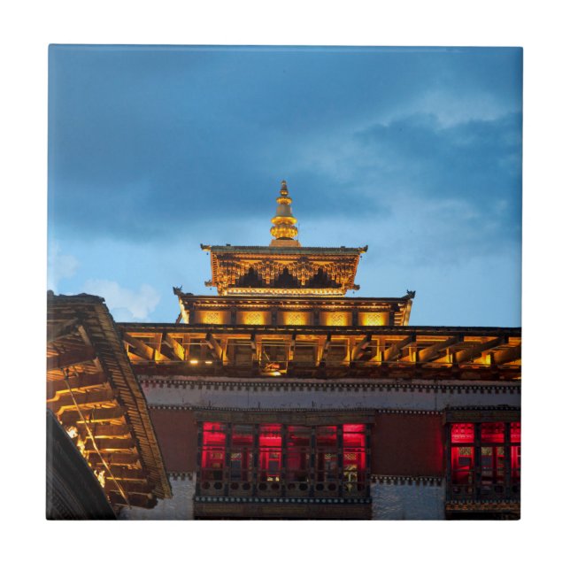 Buddhistisk Dzongtak Kakelplatta (Framsidan)