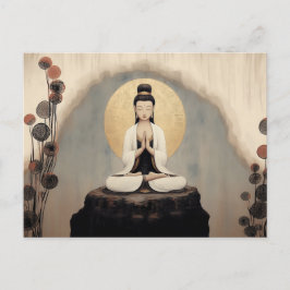 Buddhistisk Gudinna Quan Yin Minimalistisk Konst Vykort