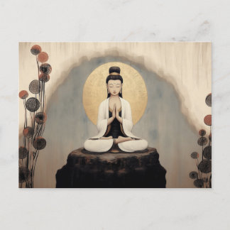 Buddhistisk Gudinna Quan Yin Minimalistisk Konst Vykort