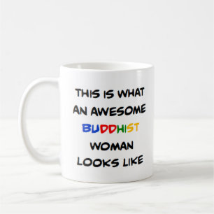buddhistisk kvinna, fantastisk kaffemugg