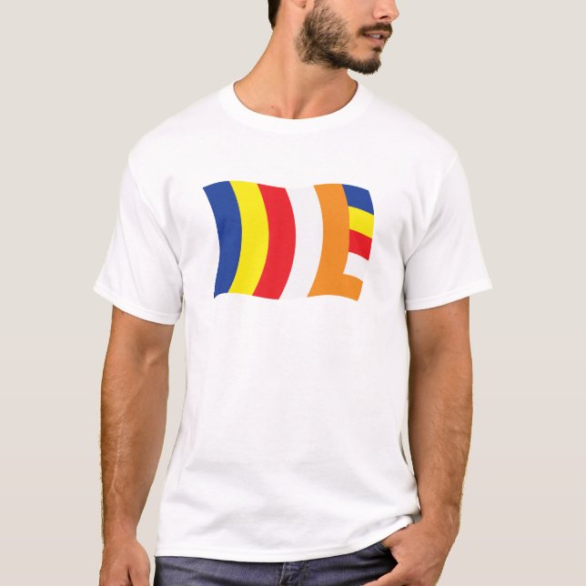 Buddhistisk religionsflaggans t-shirt (Framsida)
