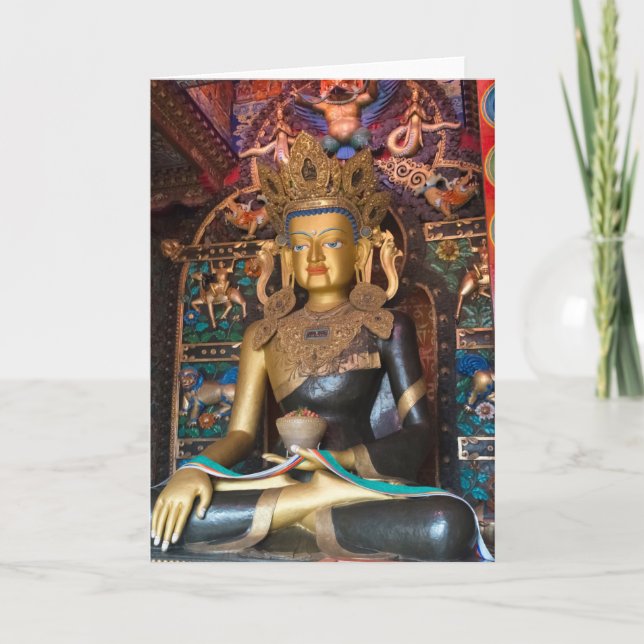 Buddhistisk staty i Litang-klostret Kort (Framsida)