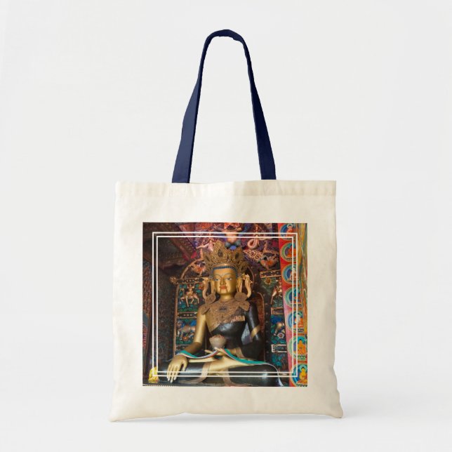 Buddhistisk staty i Litang-klostret Tygkasse (Framsidan)