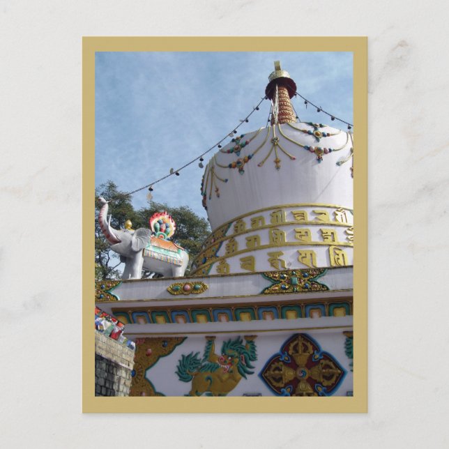 Buddhistisk Stupa Dalai Lama-templet Dharamsala In Vykort (Framsida)