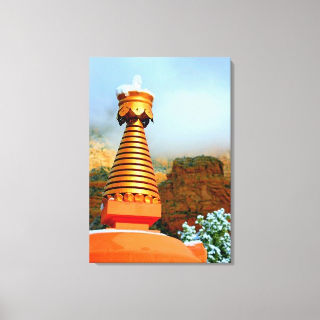 buddhistisk stupa inklädd i duk canvastryck (Framsida)