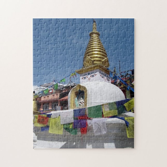 Buddhistisk Stupa Kathmandu Nepal Andlig Resa Pussel (Vertikal)