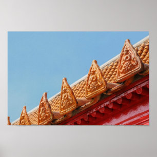Buddhistisk tempel i Thailand - tak Poster