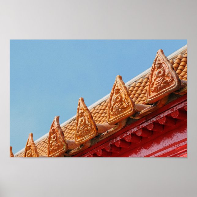 Buddhistisk tempel i Thailand - tak Poster (Framsidan)