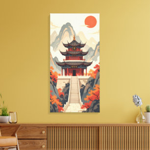 Buddhistisk tempelduktryck canvastryck