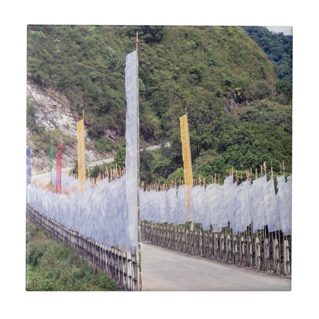 Buddhistiska böneflaggor - Bhutan Kakelplatta (Framsidan)