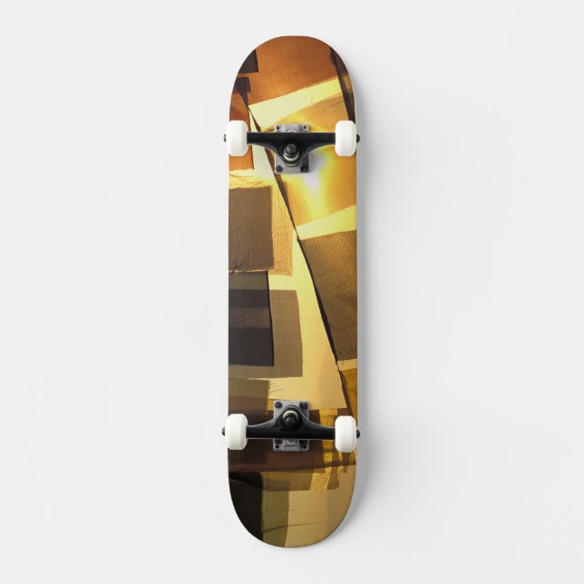 Buddhistiska böneflaggor i solnedgången, skateboard bräda 21,5 cm (Framsida)