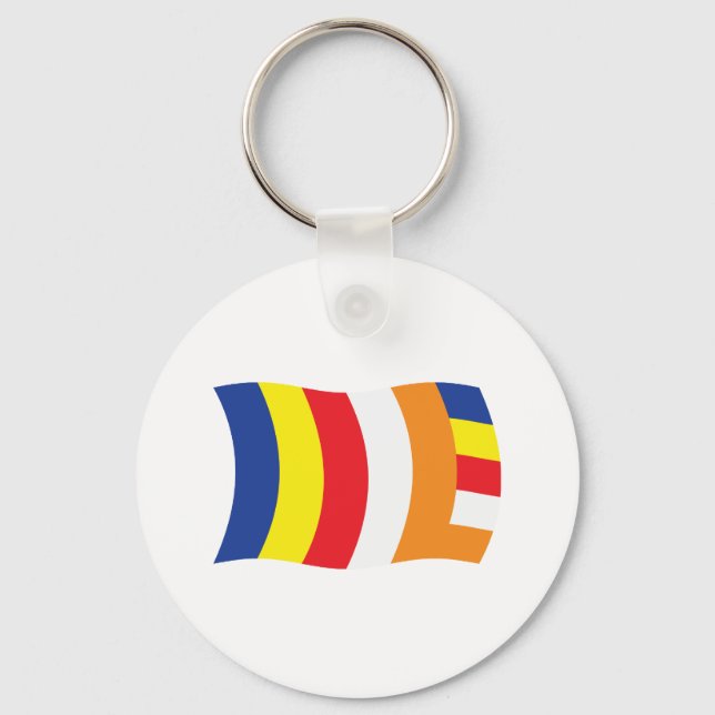 Buddhistiska religionskedjan Flagga Keychain Nyckelring (Framsida)
